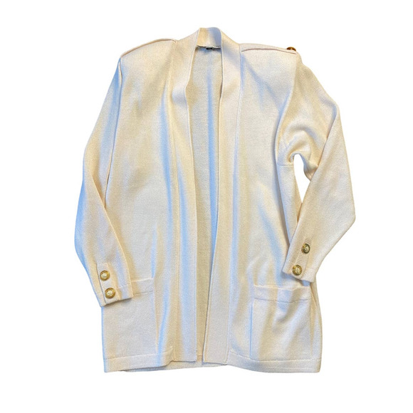 Vintage St. John Separates Cream Open Front Wool Cardigan Jacket Medium